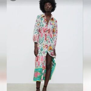 Zara boho pattern midi dress